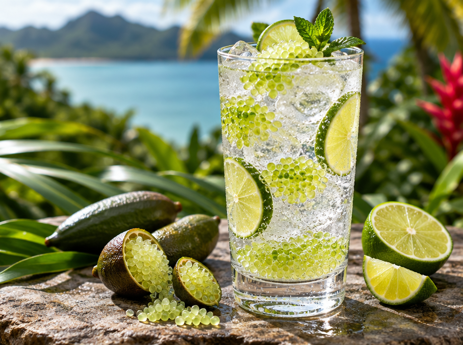 Maohi Finger Lime Tonic — The finished dish