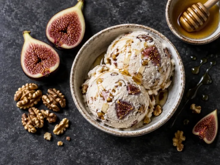 Fig & Walnut Yoghurt Ice Cream — The finished dish