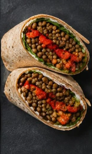 Lentil & Roasted Pepper Wrap — The finished dish