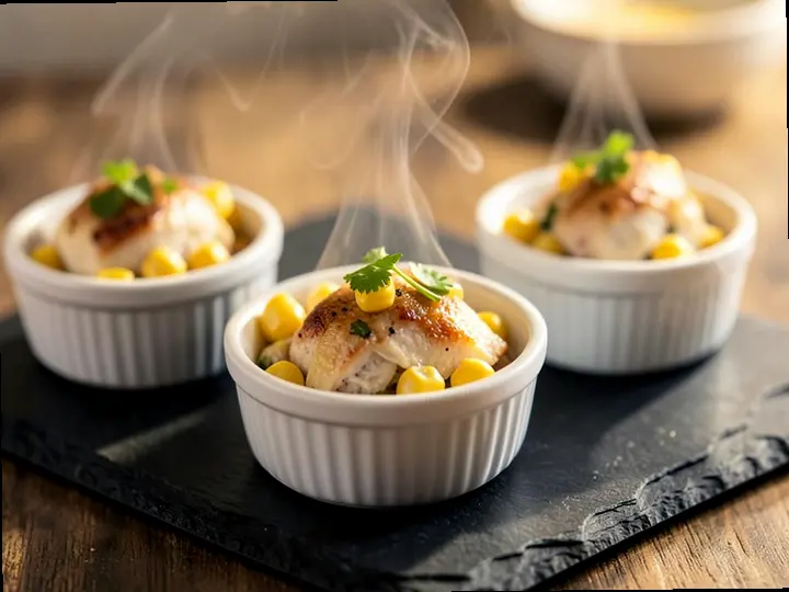 Steamed Chicken & Corn Cups (Laz style) — The finished dish