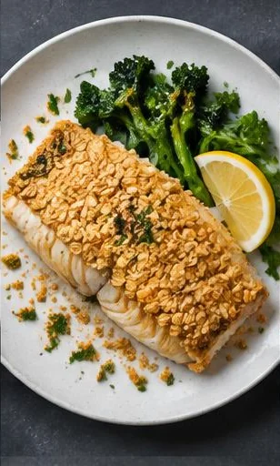 Aberdeen Oat-Crusted Cod — The finished dish