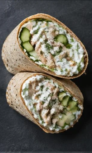 Chicken & Cucumber Yoghurt Wrap — The finished dish