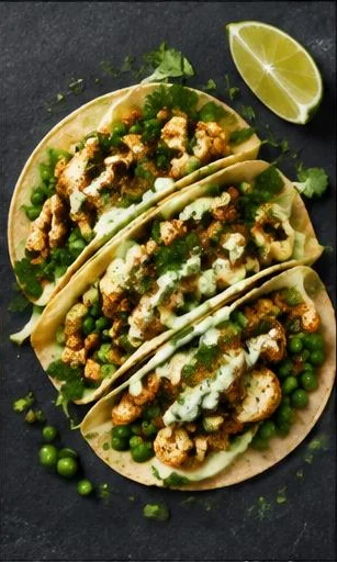 Roast Cauliflower & Pea Tacos — The finished dish