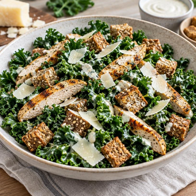 Kale Caesar with Grilled Chicken — The finished dish