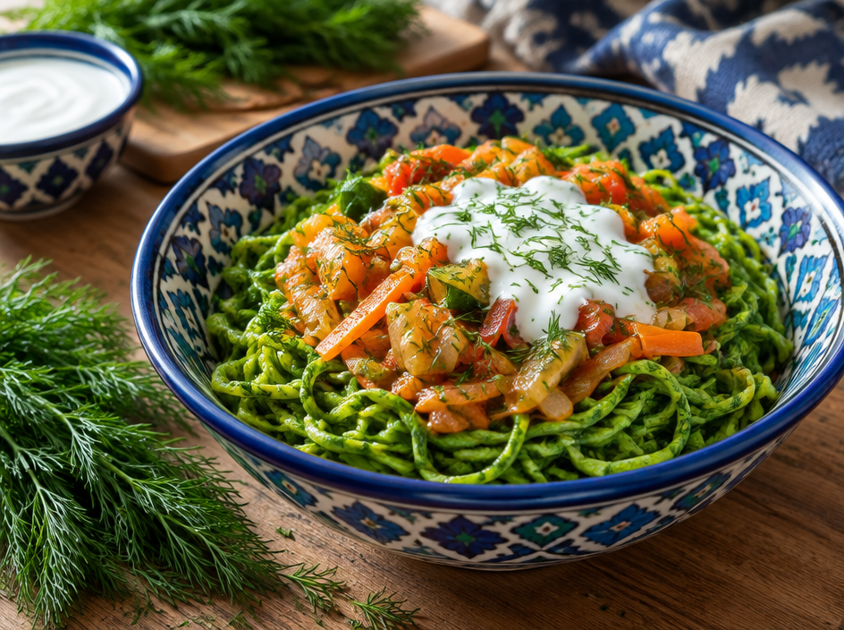 Shivit Osh Herb Noodles — The finished dish
