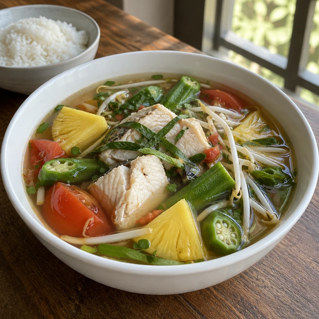 Canh Chua Ca Sour Fish Soup — The finished dish