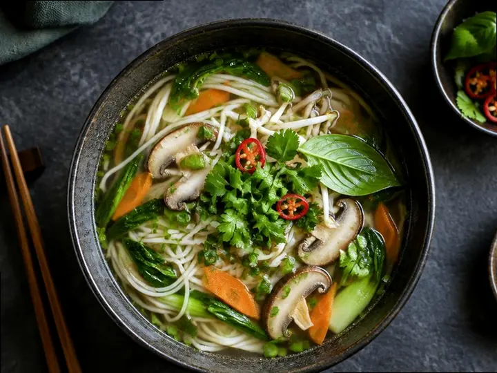 Pho Ga, Clear Broth — The finished dish