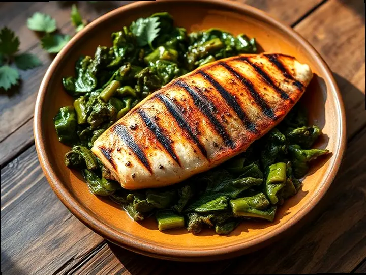 Light Efo Riro with Steamed Greens — The finished dish
